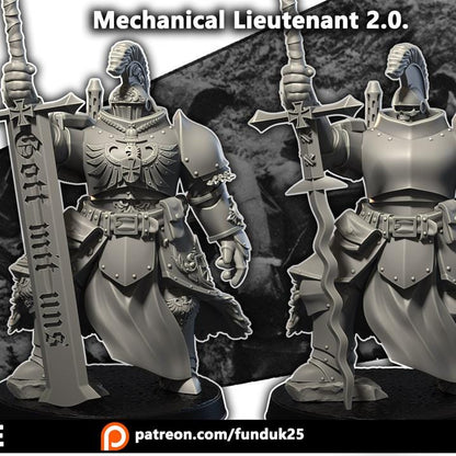 Grimdark Trench Proxy Miniature –Mechanical Lieutenant Soldier – Tabletop Figure