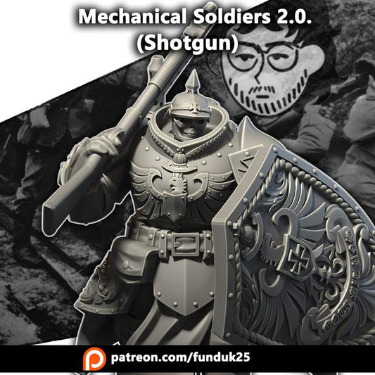 Grimdark Trench Proxy Miniature – Range Shotgun Shield Mechanical Soldier – Tabletop Figure