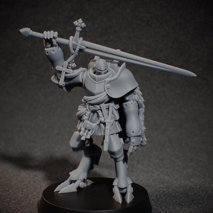 Grimdark Trench Proxy Miniature –Mechanical Alba Soldier – Tabletop Figure