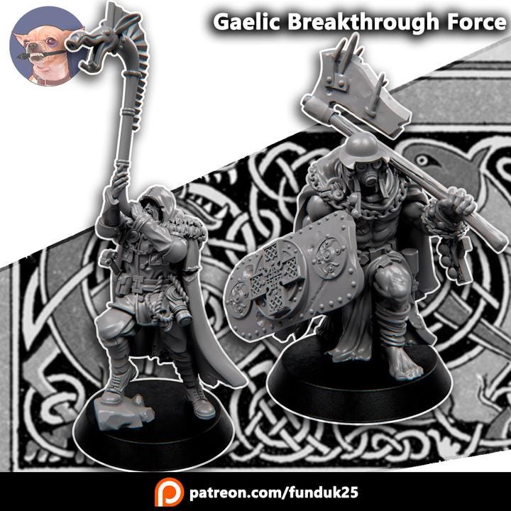 Grimdark Trench Proxy Miniature –Gaelic Breakthrough Force Soldier – Tabletop Figure