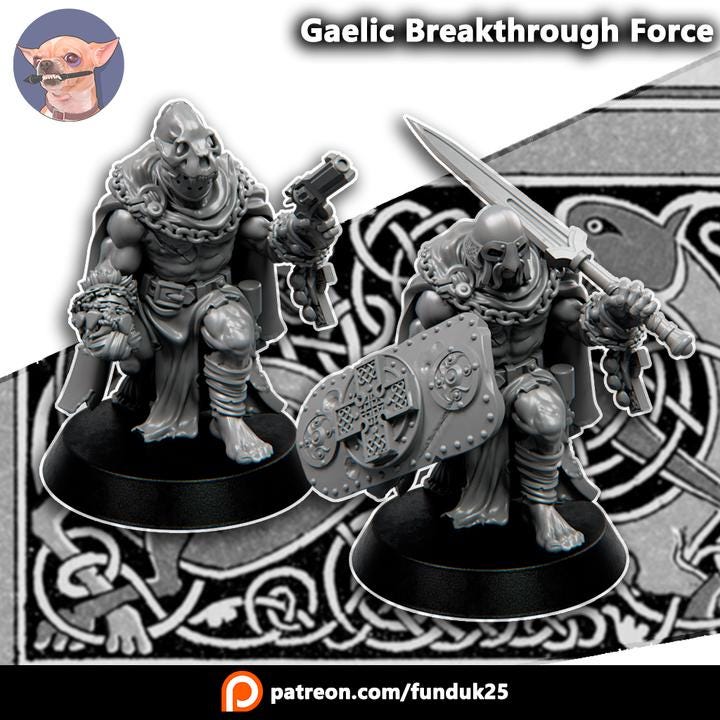 Grimdark Trench Proxy Miniature –Gaelic Breakthrough Force Soldier – Tabletop Figure