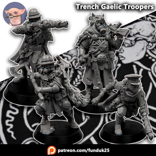 Grimdark Trench Proxy Miniature –Gaelic Trooper Force Soldier – Tabletop Figure