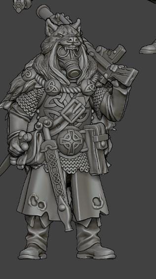 Grimdark Trench Proxy Miniature –Gaelic Trooper Force Soldier – Tabletop Figure