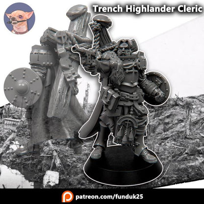 Grimdark Trench Proxy Miniature –Cleric Highlander Alba Soldier – Tabletop Figure