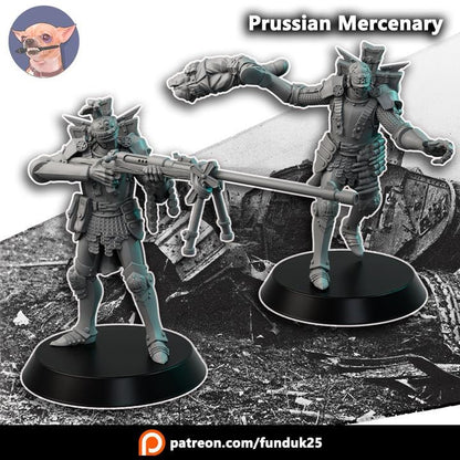 Grimdark Trench Proxy Miniature – Prussia Mercenary – Tabletop Figure