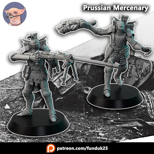 Grimdark Trench Proxy Miniature – Prussia Mercenary – Tabletop Figure