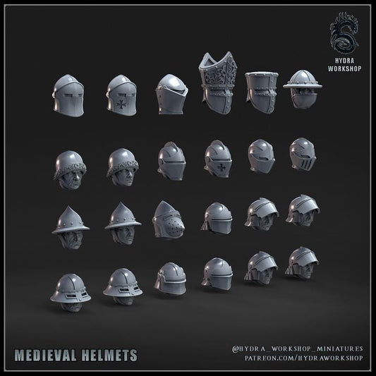 Grimdark Medieval Helmets Antioch –  Bit Pack Set Proxy Miniatures for Tabletop Wargaming