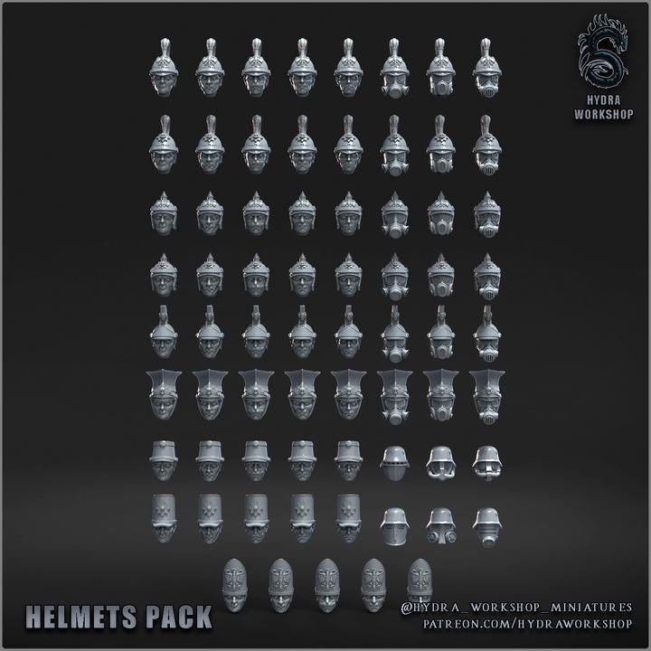 Grimdark Prussia Helmets Antioch(Only Without Gas Masks) –  Bit Pack Set Proxy Miniatures for Tabletop Wargaming