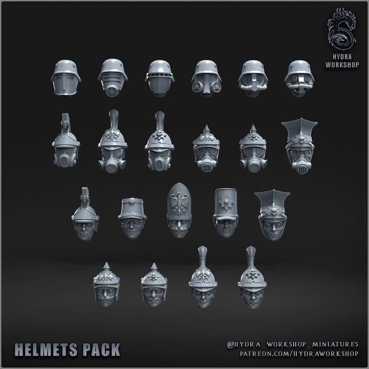 Grimdark Prussia Helmets Antioch(Only Gas Masks) –  Bit Pack Set Proxy Miniatures for Tabletop Wargaming