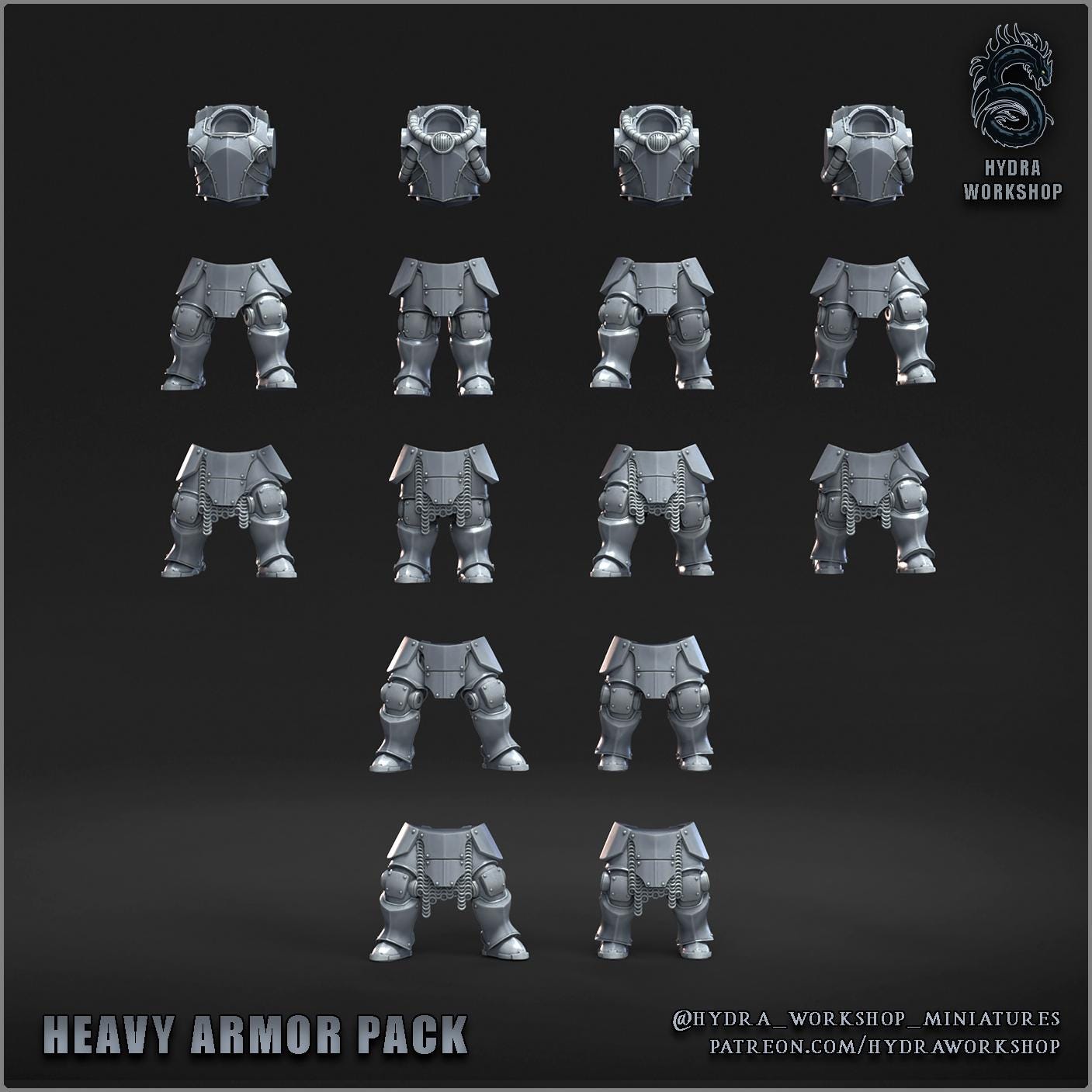 Grimdark Heavy Armor Pack Antioch –  Bit Pack Set Proxy Miniatures for Tabletop Wargaming