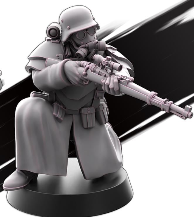 Weird War Infantry Squad – German Commando Sniper – 28mm Sci-Fi WWII Tabletop Proxies
