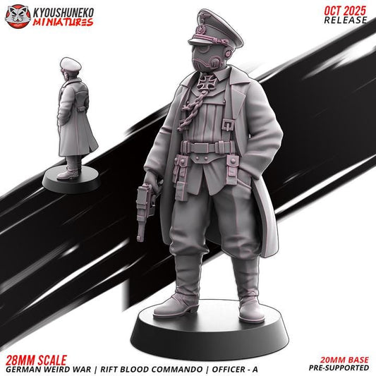 Weird War Infantry Squad – German Commando Officer A – 28mm Sci-Fi WWII Tabletop Proxies