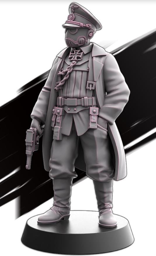 Weird War Infantry Squad – German Commando Officer A – 28mm Sci-Fi WWII Tabletop Proxies