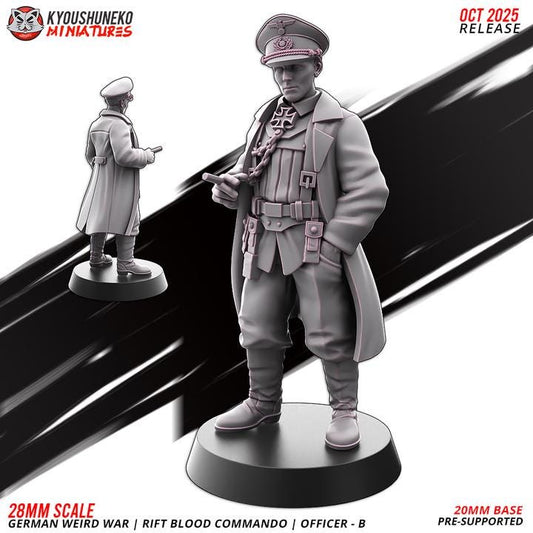 Weird War Infantry Squad – German Commando Officer B – 28mm Sci-Fi WWII Tabletop Proxies