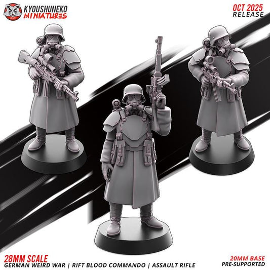 Weird War Infantry Squad – German Commando Assault Rifle Team – 28mm Sci-Fi WWII Tabletop Proxies