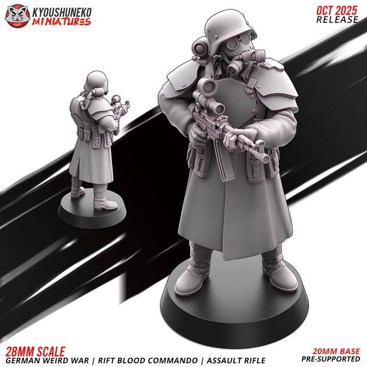 Weird War Infantry Squad – German Commando Assault Rifle Team – 28mm Sci-Fi WWII Tabletop Proxies