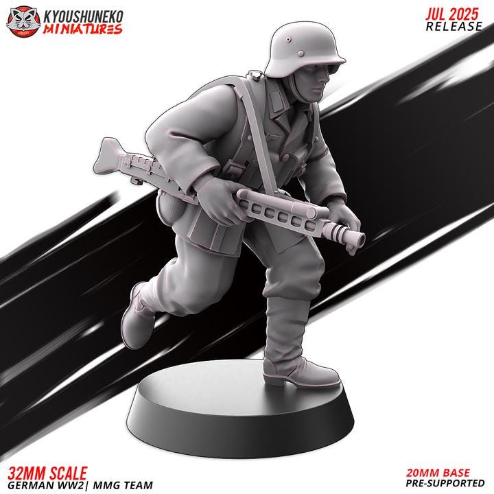 Weird War Infantry Squad – Heavy MG – 28mm Sci-Fi WWII Tabletop Proxies