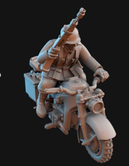 Weird War Zundap Motorcycle – Biker Unit – 32mm Sci-Fi WWII Tabletop Proxies