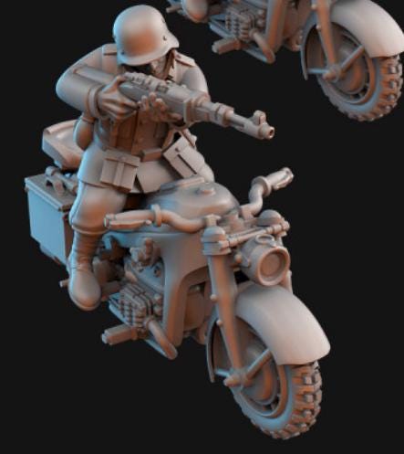 Weird War Zundap Motorcycle – Biker Unit – 32mm Sci-Fi WWII Tabletop Proxies