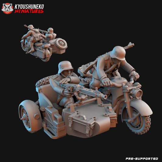 Weird War Zundap Trike – Biker Unit – 32mm Sci-Fi WWII Tabletop Proxies
