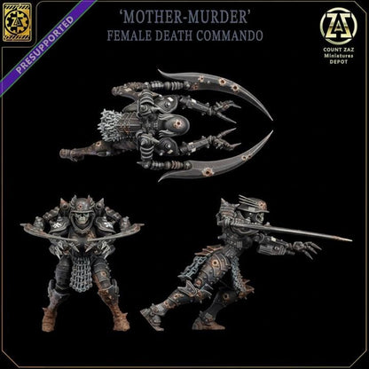 Grimdark Trench Warfare Proxy Miniatures – Female Death Commando Mother of Murder 32mm Scale