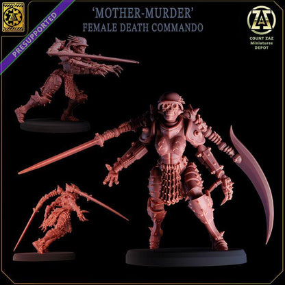 Grimdark Trench Warfare Proxy Miniatures – Female Death Commando Mother of Murder 32mm Scale