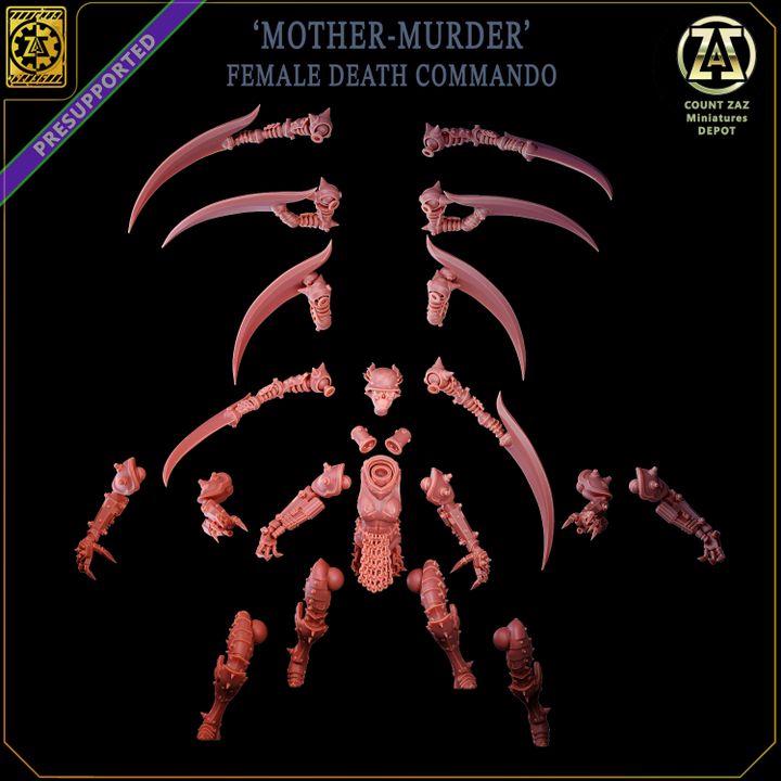 Grimdark Trench Warfare Proxy Miniatures – Female Death Commando Mother of Murder 32mm Scale