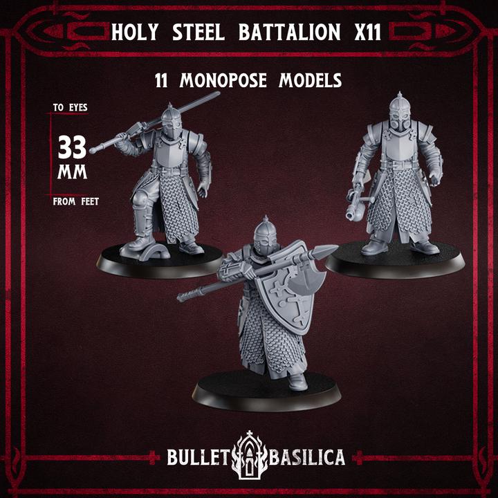 Grimdark Trench Warfare Proxy Miniatures – Holy Steel Trooper Infantry – 32mm Resin Warband