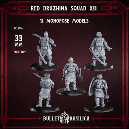 Grimdark Trench Warfare Proxy Miniatures – Red Druzhina Trooper Infantry – 32mm Resin Warband