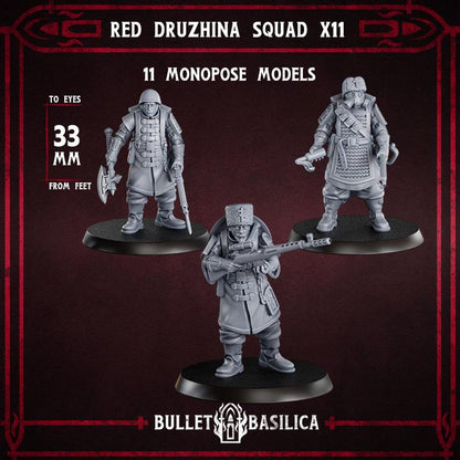 Grimdark Trench Warfare Proxy Miniatures – Red Druzhina Trooper Infantry – 32mm Resin Warband