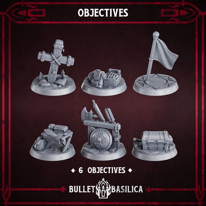 Grimdark Trench Warfare Proxy Objectiv Marker B –  Set by Bulletbasilica