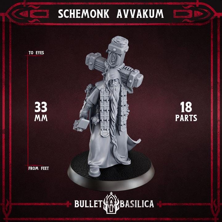 Grimdark Trench Warfare Proxy Miniatures – Holy Steel Cleric – 32mm Resin Warband