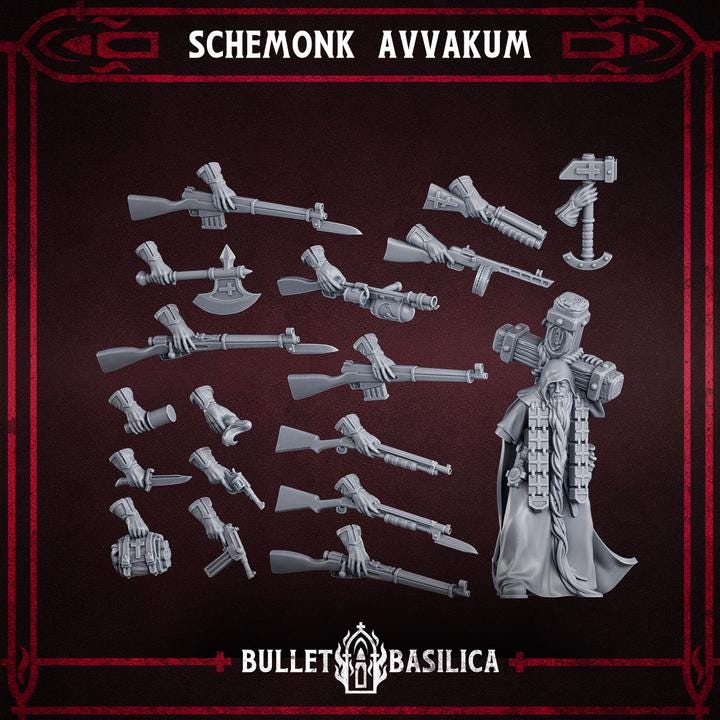 Grimdark Trench Warfare Proxy Miniatures – Holy Steel Cleric – 32mm Resin Warband