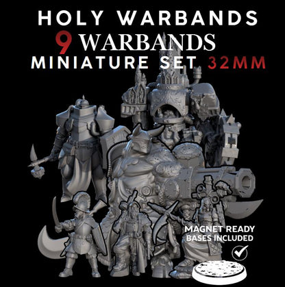Trench Warfare Warbands Miniature Set - Pilgrims,Antioch,Iron - 32mm Grimdark Wargame Proxy Army - Magnet Ready Bases