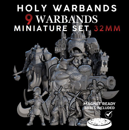 Trench Warfare Warbands Miniature Set - Pilgrims,Antioch,Iron - 32mm Grimdark Wargame Proxy Army - Magnet Ready Bases