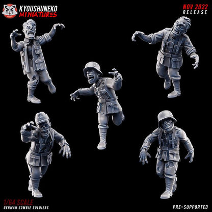 Weird War Infantry Squad – German Zombie Squad(5 Miniatures) – 28mm 32mm Sci-Fi WWII Tabletop Proxies