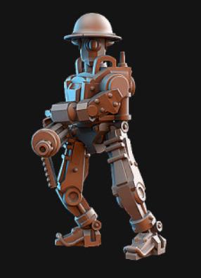 Weird War Infantry Squad – Automated Infantry HMG (5 Miniatures) – British Commonwealth - 28mm 32mm Sci-Fi WWII Tabletop Proxies