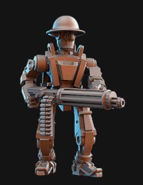 Weird War Infantry Squad – Automated Infantry HMG (5 Miniatures) – British Commonwealth - 28mm 32mm Sci-Fi WWII Tabletop Proxies