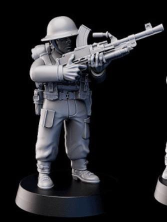 Weird War Infantry Squad – Infantry MMG (5 Miniatures) – British Commonwealth - 28mm 32mm Sci-Fi WWII Tabletop Proxies