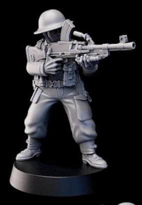 Weird War Infantry Squad – Infantry MMG (5 Miniatures) – British Commonwealth - 28mm 32mm Sci-Fi WWII Tabletop Proxies