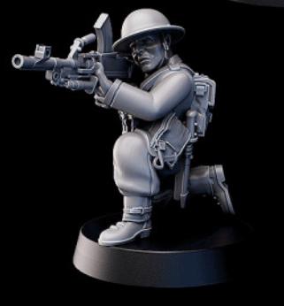 Weird War Infantry Squad – Infantry MMG (5 Miniatures) – British Commonwealth - 28mm 32mm Sci-Fi WWII Tabletop Proxies