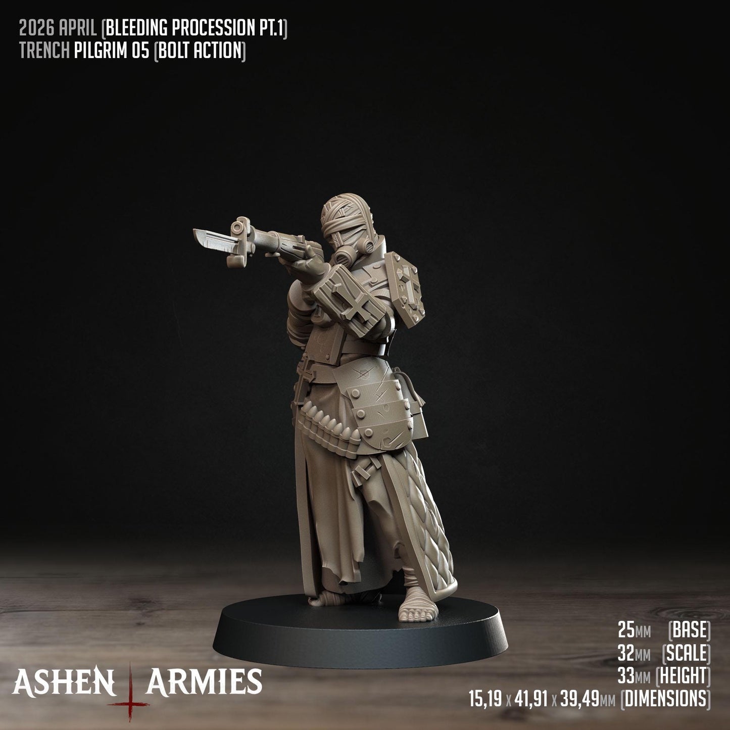 22 Minitures Grimdark Trench Warfare Proxy Miniatures – Pilgrims Expansion Set Ashen Armies