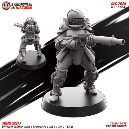 Weird War Infantry Squad – Infantry LMG (5 Miniatures) – British Commonwealth - 28mm 32mm Sci-Fi WWII Tabletop Proxies