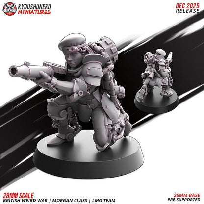 Weird War Infantry Squad – Infantry LMG (5 Miniatures) – British Commonwealth - 28mm 32mm Sci-Fi WWII Tabletop Proxies