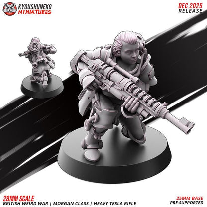 Weird War Infantry Squad – Infantry Tesla Rifle (5 Miniatures) – British Commonwealth - 28mm 32mm Sci-Fi WWII Tabletop Proxies