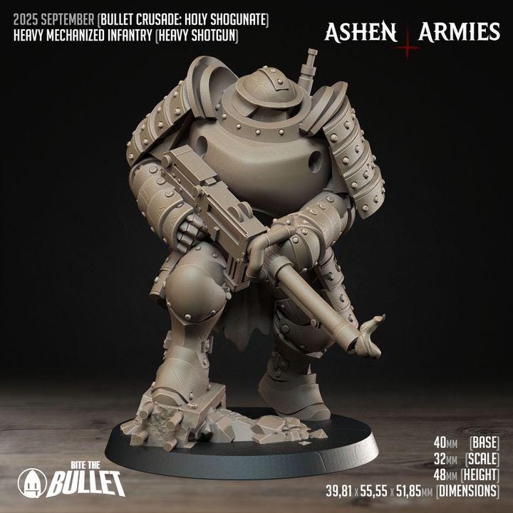 Trench Crusade Compatibel - Shogunate Heavy Mechanized Infanterie- Warfare Proxy Miniatures – 32mm Resin Grimdark Miniature
