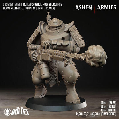 Trench Crusade Compatibel - Shogunate Heavy Mechanized Infanterie Flamethrower- Warfare Proxy Miniatures – 32mm Resin Grimdark Miniature