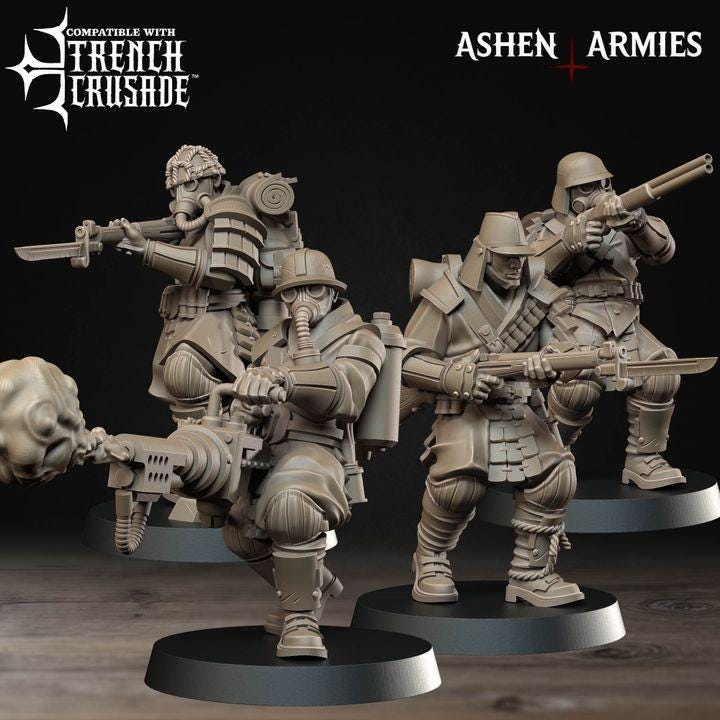 Trench Crusade Compatibel - Shogunate Yeomen (4 Miniatures) - Warfare Proxy Miniatures – 32mm Resin Grimdark Miniature
