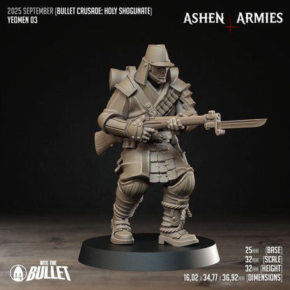 Trench Crusade Compatibel - Shogunate Yeomen (4 Miniatures) - Warfare Proxy Miniatures – 32mm Resin Grimdark Miniature