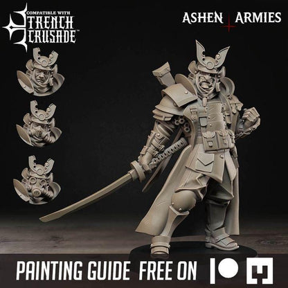 Trench Crusade Compatibel - Shogunate Lieutenant (4 Miniatures) - Warfare Proxy Miniatures – 32mm Resin Grimdark Miniature